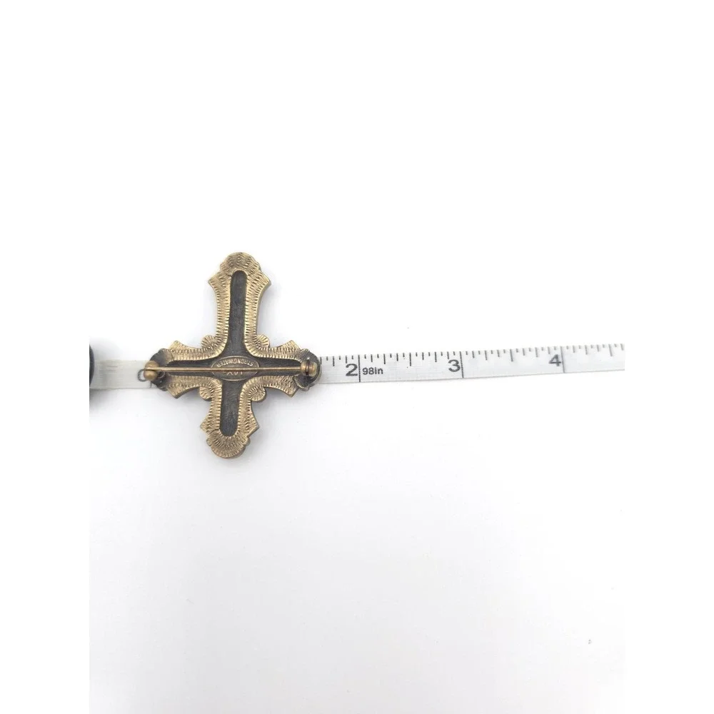 Vintage Jay Strongwater Swarovski Crystal Faux Pearl Green Cross Brooch Pin Y2k
